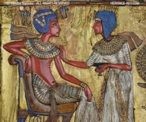 пазл Фараона на троне со скипетром nejej в виде кнута, в руках
